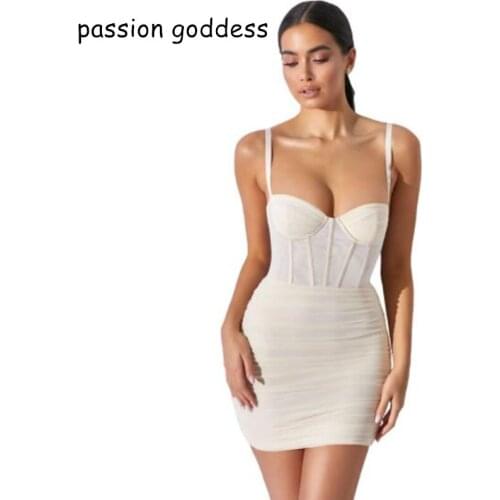 Passion Goddess Summer Plus Size Women Spaghetti Strap Bodycon Dress Strapless Sleeveless Mini Night Club Party Dress Vestidos