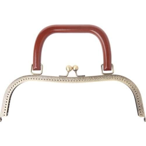 066F Square Round Wood Metal Frame Kiss Clasp For Handle Bag Purse Accessories DIY