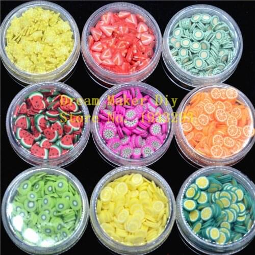 1KG 5mm Polymer Clay Slice Fruit Lemon Lime Strawberry Apple Cherry Sprinkles Lovely Confetti for Crafts Making, DIY