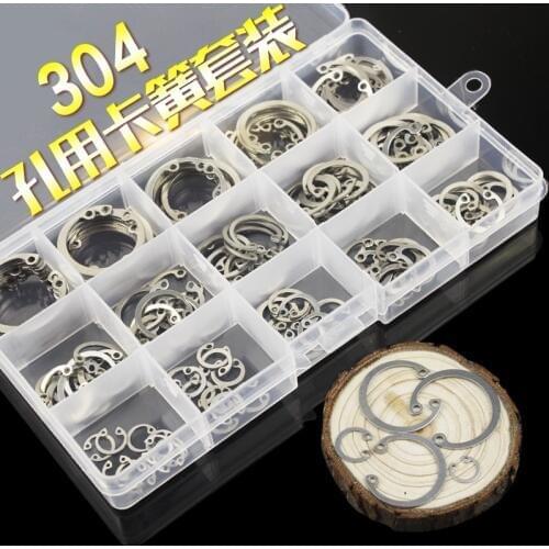 1box Set 304 stainless steel hole with elastic ring Inner card spring C type card spring GB893 retaining ring c9-c28