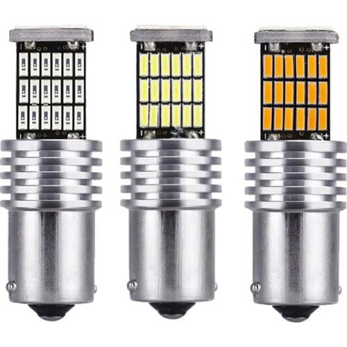 1pcs Ba15s 1156 LED Bulb Canbus Ba15d 1157 LED Signal Light 6000K 12V 4014 45SMD Auto Brake Reverse Parking Lamps White Yellow