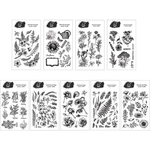 1PC Transparent Silicone Green Plant Flower Arrangement Collage Chapter Hand Account Sticker DIY Scrapbooking Journal Decals