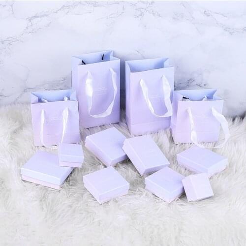 10pcs Blue Grandual Changing Jewelry Boxes Packaging Craft Paper Box Bag for Necklace Earring Bracelet Ring Display Gift