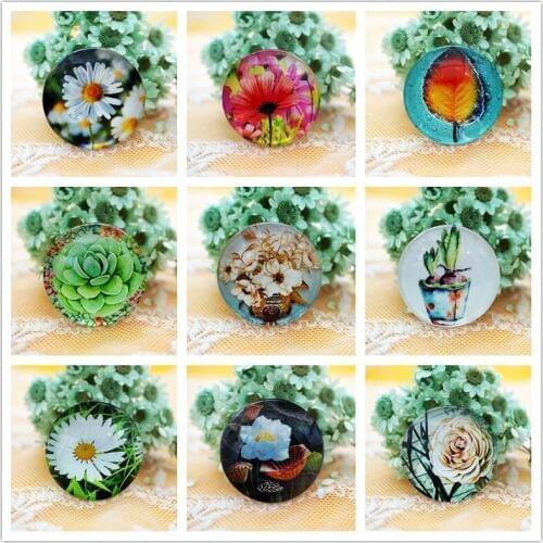 10PCS/lot Round 20MM Mixed flower Glass Cabochon for charms key chain Jewelry Supply earring dangle earring for necklace pins