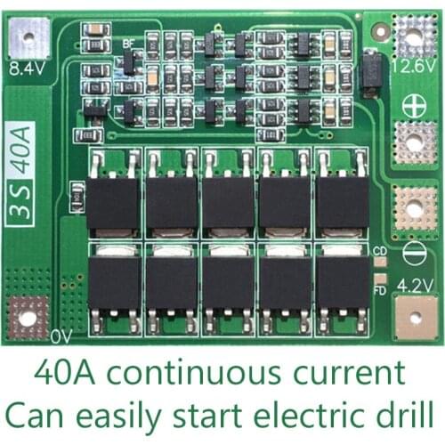 3 String 3S 40A Li-ion BMS PCM Lithium Battery 18650 Charging Protection Board PCB 11.1V 12.6V Enhanced Version No Balance