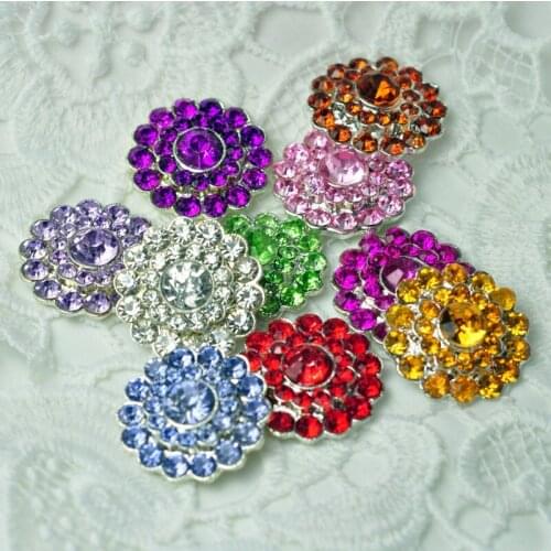 30PC 20mm Handmade Vintage Metal Decorative Buttons Crystal Pearl Flower Center Alloy Flatback Rhinestone Buttons Craft Supplies