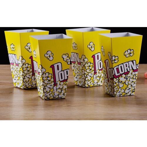 30 Pcs Disposable Popcorn Box Paper Cup birthday party wedding Cinema Market Square Popcorn Barrel Popcorn Box blue Custom
