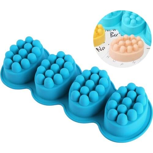 4 Cavity Soap Mold Massage Therapy Silicone Soap Making Mould Oval DIY Making Tools Homemade Silicone Soap Handmade Craft Mold