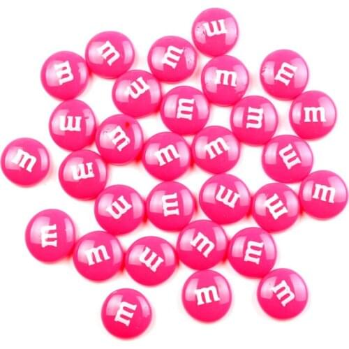 50Pcs 14mm Fuschia Resin Decoration Crafts Letter M Bead Flatback Cabochon Scrapbook DIY Accessories Buttons
