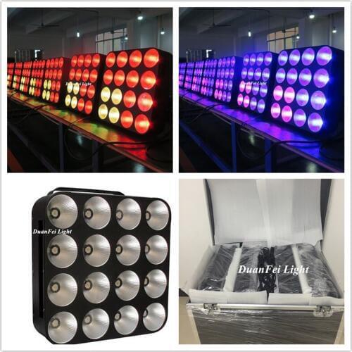 8pcs+Flycase) Stage 4x4 RGB Matrix Audience Blinder dmx rgb led 16x30w RGB 3 IN 1 cob led matrix strobe blinder light