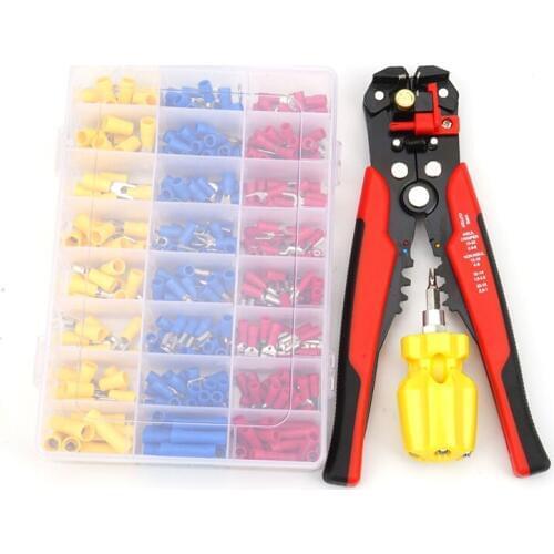 Automatic wire stripper crimping Pliers Tool kit with screwdriver 400pcs insulated terminals Multi-function tool set