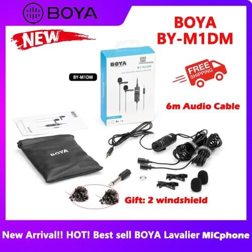 Boya By-m1 BY-M1DM Portable Lavalier Microfone Omnidirectional Condenser Microphone 3.5mm Lav Mic for iPhone DSLR Audio Recorder