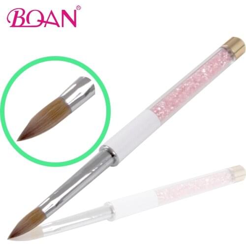 BQAN 5 Pcs/Lot 8# New Developed Pink Rhinestone Acrylic Brush with Golden Brush Bottom Kolinsky Hair Brushes