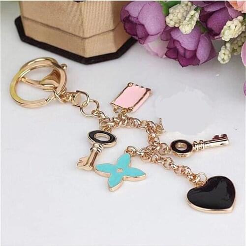 Crystal Rhinestone Flower Keyrings Key Chains Holder Purse Bag For Car christmas Gift Keychains Jewelry