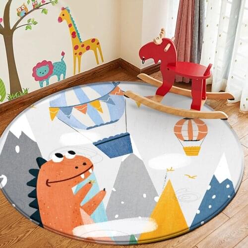 Animal Abstract Patternl Children Comfortable Round Carpet Non-Slip Children Flannel Carpet Baby Hand Print Carpet Baby Play Mat