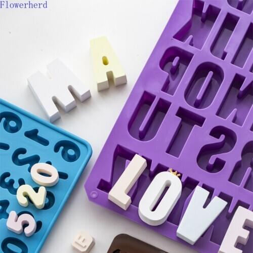 DIY Aromatherapy Gypsum Mold 26 English Alphanumeric Food Grade Silicone Cake Decoration Accessories Fondant Chocolate Mold