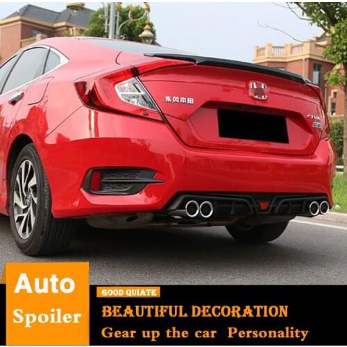 For 2016-2018 Honda Civic Rear Diffuser Spoiler PP Plastic Car Rear Bumper Lip Diffuser Car Trunk Styling High Quality Body kit