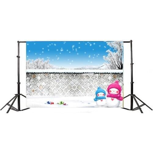 Photography Backdrop Cartoon Snowman Snowing Christmas