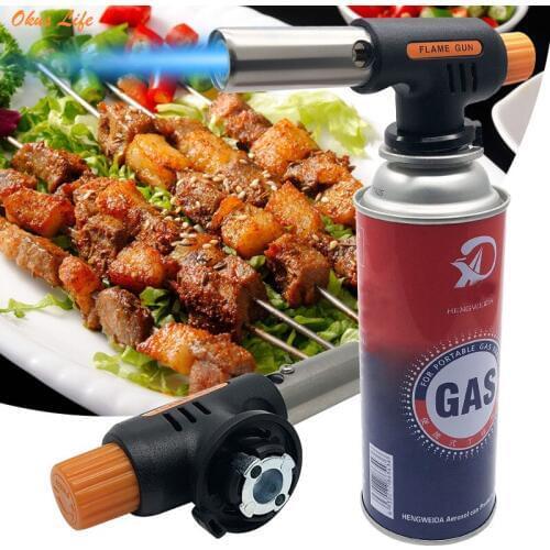 Flame Gun Blowtorch Camping Gas Torch Cooking Soldering Kitchen Butane Auto Ignition Gas-Burn Lighter Heating Welding Gas Torch