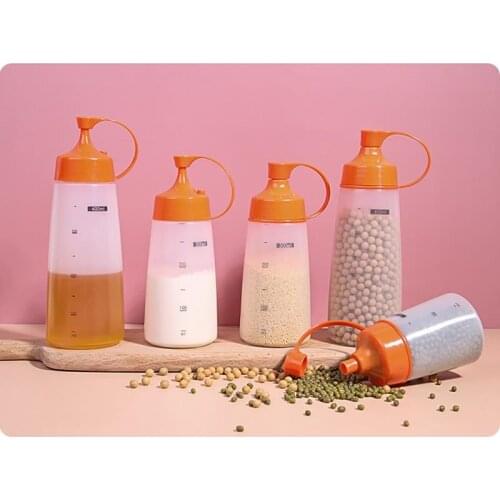 Squeeze Bottle Leakproof Refillable Syrup Bottle Condiment Bottle With Scale Sauces Olive Oil Bottles Empty Bottle Kitchen Tool