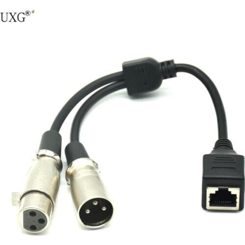 RJ45 RJ9 Ethernet Female to 3 Pin XLR Female and Male Adapter Converter Cable 25cm