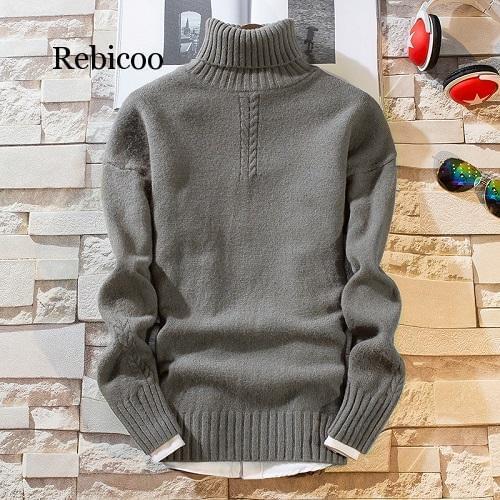Cashmere Pullover Men New Fashion Turtleneck Thick Warm Sweater Autumn Winter Mens Sweaters Casual Mens Knitted Sweaters