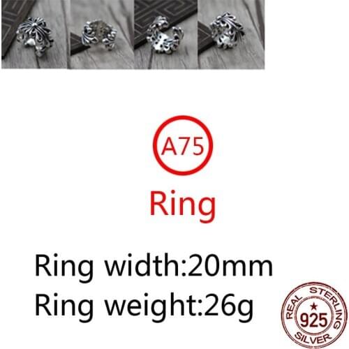 A75 S925 sterling silver ring personality punk hip-hop style jewelry cross open rings retro couple models 2020 new hot