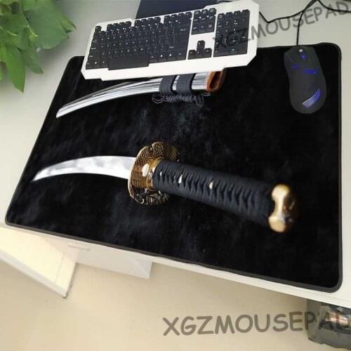 XGZ Promotional Large Size Mouse Pad Black Lock Edge Japanese Samurai Pattern Table Mat Speed Type for The Csgo Gaming Player