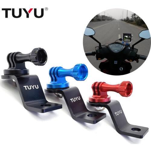 TUYU Aluminum Motorcycle Rearview Mirror Mount Bracket Fixed Holder Stent for Gopro Hero 9 8 6 5 DJI Xiaomi Yi SJCAM Accessories
