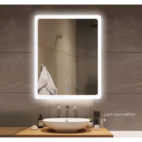 Square Bathroom Glass Mirror Wall Smart Touch Antifog LED Toilet Mirror Mural With Moisture Proof Bath Mirrors Vanity Customized