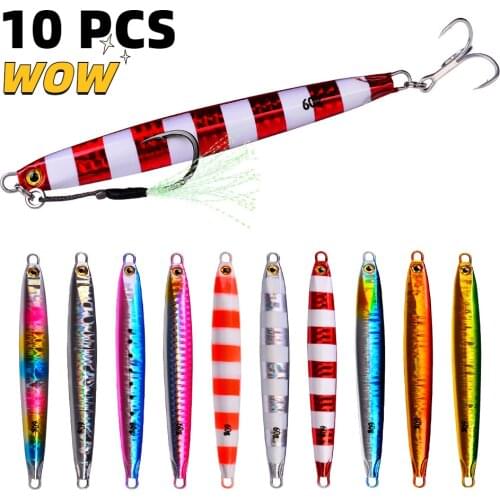 10 Pcs/set 10g 20g 30g 40g 60g Cast Metal Bait Fishing Lures Lot Jigs Trout Hard Baits Tackle Pesca Fish Jigging Saltwater