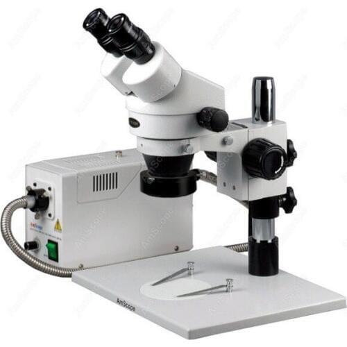 Inspection Zoom Microscope--AmScope Supplies 7X-45X Inspection Zoom Microscope with Fiber Optic Ring Illuminator