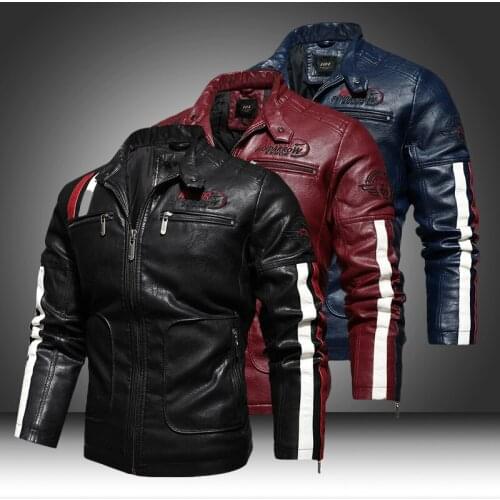 Pop Motor Casual Vintage Leater Jacket Men New Autumn Winter Biker Rivet Pockets PU Leather Jacket Coat Mens Hombres Chaqueta
