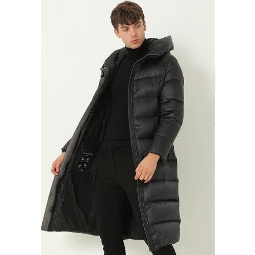 Mens hooded, winter long coat, down white goose down, jacket, warm, chaquetas Mujer, 2020