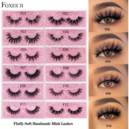 FOXESJI Mink Lashes Eyelashes Fluffy Natural Soft Cross False Eyelashes Eyelash Extension Volume 3D Mink Lashes Eyelashes Makeup