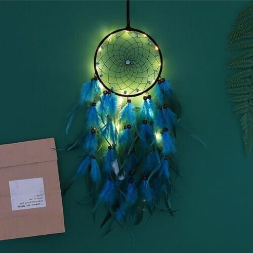 Wall Pendant Creative LED Feather Night Light Handmade Wind Chime Jewelry Home Room Balcony Garden Decoration