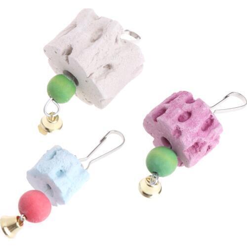 NEW Parrot Mineral Stone Grinding Mouth Molar Hanging Cage Toys Birds Parakeet Chew for bird feeders