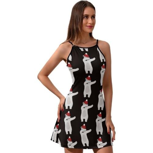 Polar Dress Suspender Hot Spring Dresses Youth Printed Spandex Stylish One-Piece Dress