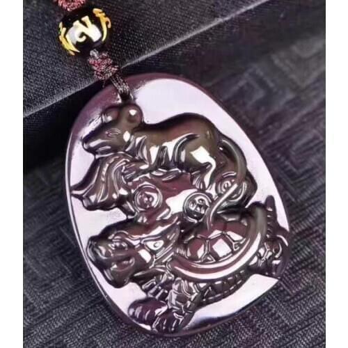 Natural ice color obsidian pendant is a dragon tortoise offering treasure mascot necklace for men and women o25