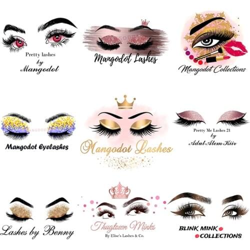 Custom Eyelashes Logo design Makeup Business trademark Mink Lashes design Company Label make portrait cartoon Logo 3D Eyelash