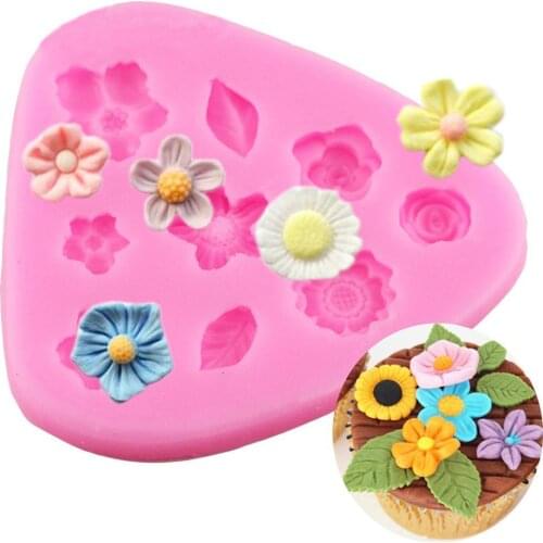 Chocolate Liquid Silicone Mold Various Flower Shapes Fondant Cake Dessert Decoration Baking Special Tools 7 * 8 * 1cm