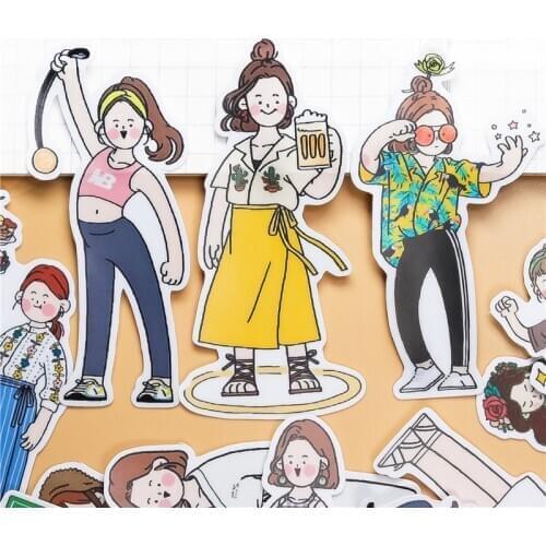26pcs/pack cartoon Vacation life girls boys stickers notebook stickers/characters poster stickers/material/waterproof stickers