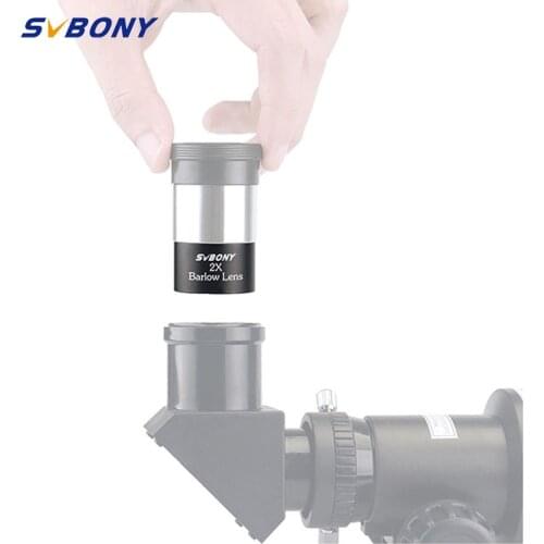SVBONY 1.25'' 2X Barlow Lens M28.6*0.6 Thread for Standard Monocular Binoculars Telescope Optics Compact Eyepiece 31.7mm F9125