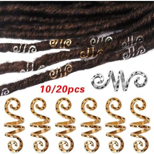 Unisex Vintage Dreadlocks Accessories Viking Silver Gold Braids Beads Dreadlock Cuffs Clips Hair Rings for Men