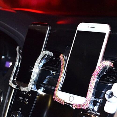 Universal Car Phone Holder with Bing Crystal Rhinestone Car Air Vent Mount Clip Cell Phone Holder for IPhone Samsung