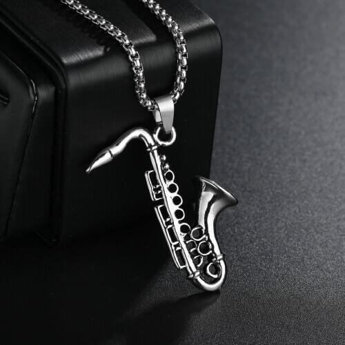 Vintage Pendant Necklace Saxophone Belgium Musical Instruments Necklaces Concert Fashion Charm Women Men Pendant Jewelry