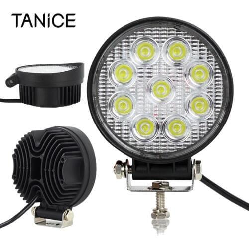 TANiCE 27W Waterproof Round Work Light 9PCS 3W High Epsitar LED Spot Lamp For SUV Jeep ATV 12v/24v Aluminum Casing LED Light