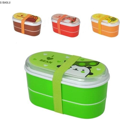 High Quality Cartoon Healthy Plastic Lunch Box 600ml Bento Boxes Food Container Dinnerware Lunchbox Cutlery