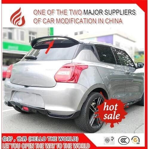 High quality ABS black white primer unpainted color car rear roof spoiler for Swift 2018