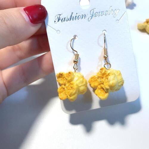Funny Women Popcorn Food Dangle Ear Clip Hook Earrings Party Club Jewelry Gift Dangle Ear Clip Hook Earrings Dangle Earrings2020